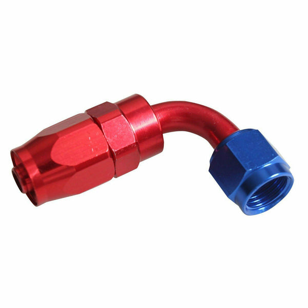 2PC Red & Blue AN 8  90 Degree Aluminum Swivel Oil Fuel Line Hose End Fitting - www.blackhorse-racing.com