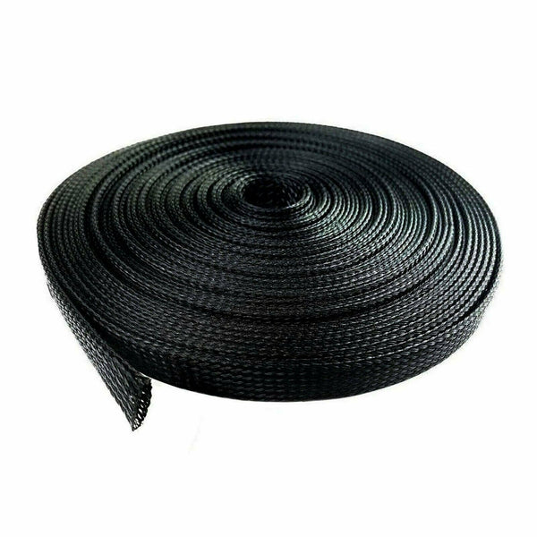 100 FT 3/4" Expandable Wire Cable Sleeving Sheathing Braided Loom Tubing Black - www.blackhorse-racing.com