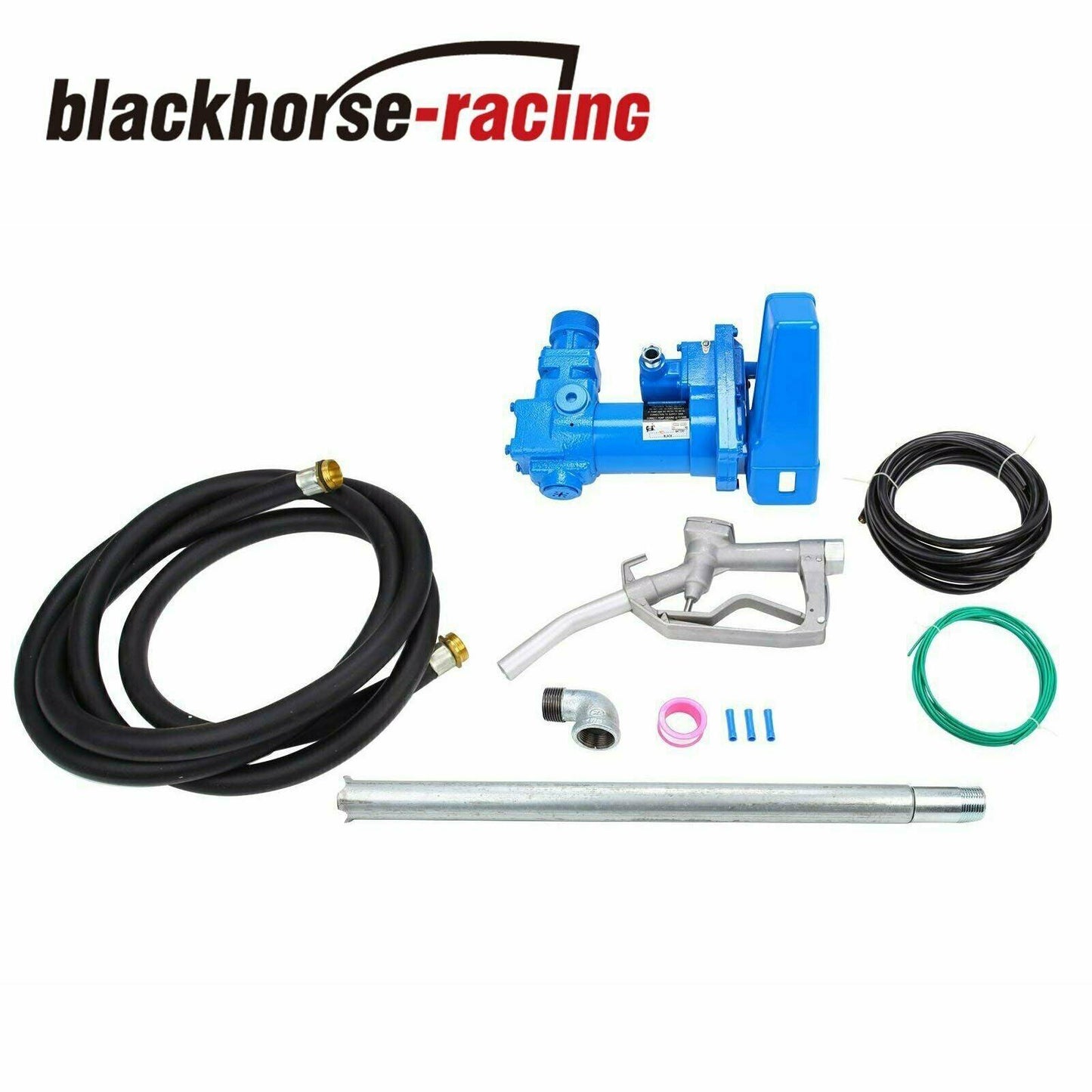 Gasoline Fuel Transfer Pump with Nozzle Kit 12V DC 20GPM For Gas Diesel Kerosene - www.blackhorse-racing.com