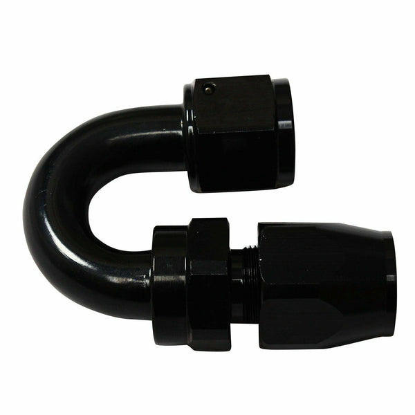 2PC Black AN 4  180 Degree Aluminum Swivel Oil Fuel Line Hose End Fitting 4-AN - www.blackhorse-racing.com