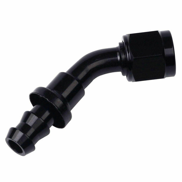 AN12 Black 45 Degree Push Lock Hose End Fitting Adapter Fuel Oil Line -12AN - www.blackhorse-racing.com