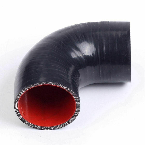 Black-red 3.5" inch 90 Degree Elbow Silicone Hose Coupler 89 mm Intercooler Pipe - www.blackhorse-racing.com