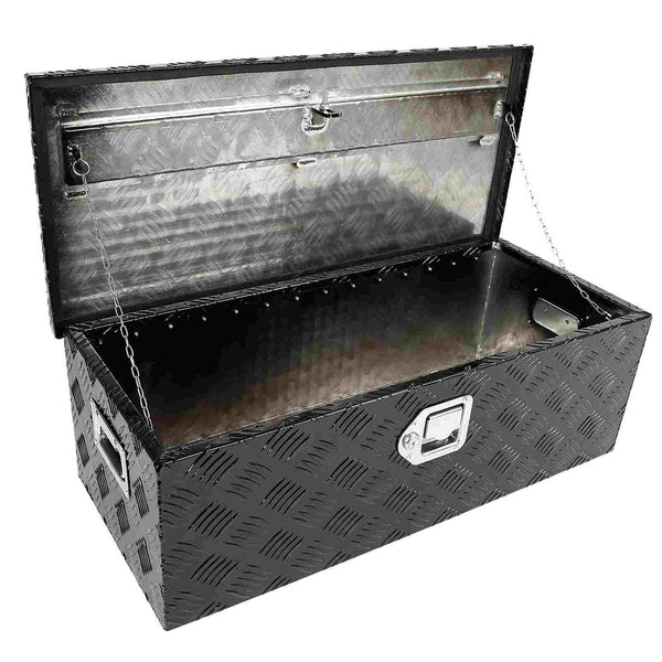 30 x 13 x 10 Inches Pick Up Trailer Truck Bed Tool Box Trailer Storage Heavy Duty Aluminum w/ Lock Keys Black