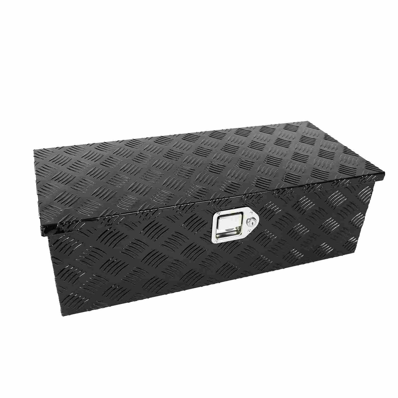 30 x 13 x 10 Inches Pick Up Trailer Truck Bed Tool Box Trailer Storage Heavy Duty Aluminum w/ Lock Keys Black