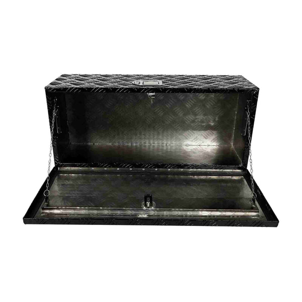 30 x 13 x 10 Inches Pick Up Trailer Truck Bed Tool Box Trailer Storage Heavy Duty Aluminum w/ Lock Keys Black