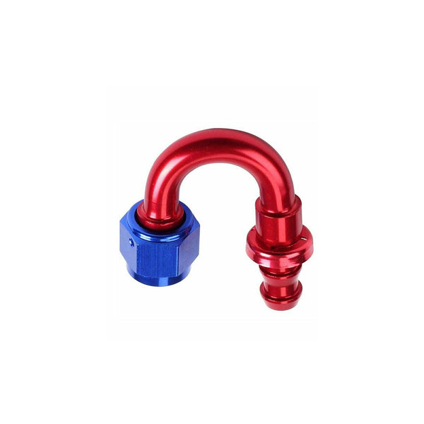 180 Degree 6AN AN6 Push Lock Hose End Fitting/Adaptor Red&Blue Universal - www.blackhorse-racing.com