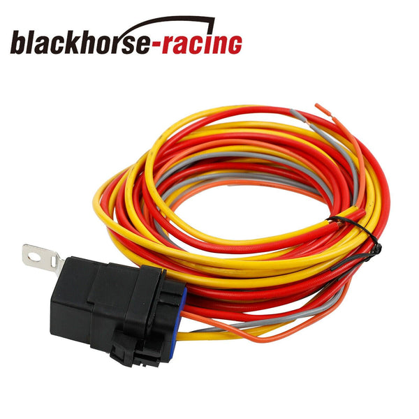 3/8" NPT Dual Electric Cooling Fan Wiring Install Switch165/185 Thermostat Relay - www.blackhorse-racing.com