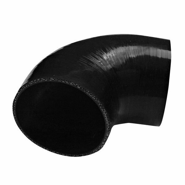Black 3.5" 90 Degree Elbow Silicone Hose 89 mm + 2 pcs T Bolt Clamps 301 SS - www.blackhorse-racing.com