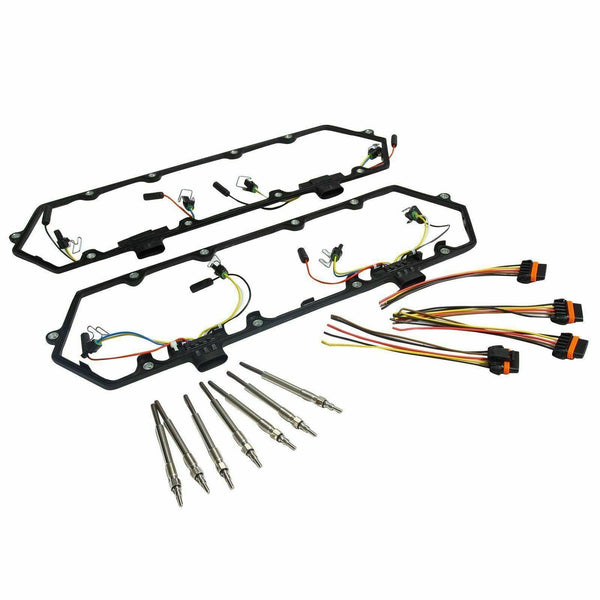 Fit 94-97 Ford 7.3L Powerstroke Diesel Valve Cover Gaskets Harness + Glow Plug - www.blackhorse-racing.com