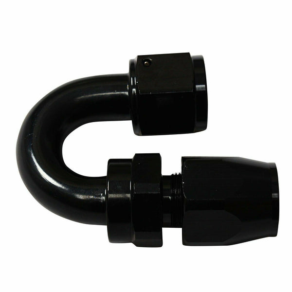 Black AN4 AN-4 180 Degree Swivel Oil/Fuel/Air/Gas Hose Line End Fitting Adapter - www.blackhorse-racing.com