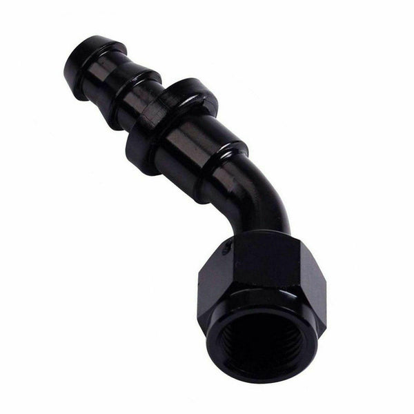 AN12 Black 45 Degree Push Lock Hose End Fitting Adapter Fuel Oil Line -12AN - www.blackhorse-racing.com