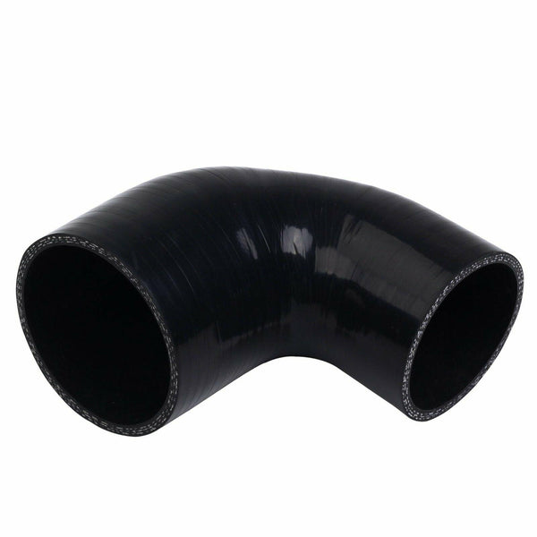 Black 76-102 mm 90 Degree Elbow Silicone Hose Pipe 3" To 4" Coupler Turbo 4ply - www.blackhorse-racing.com