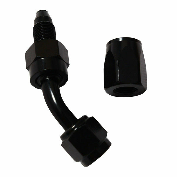 Black AN8 AN-8 45 Degree Swivel Oil/Fuel/Air/Gas Hose Line End Fitting Adapter - www.blackhorse-racing.com