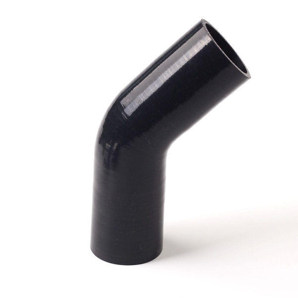 2.5" 4-PLY 45 DEGREE ELBOW TURBO/INTERCOOLER/INTAKE SILICONE COUPLER HOSE BLACK - www.blackhorse-racing.com