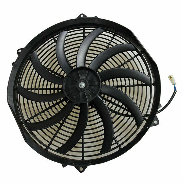 16" BLACK ELECTRIC RADIATOR COOLING FAN+3/8" PROBE GROUND THERMOSTAT SWITCH KIT - www.blackhorse-racing.com