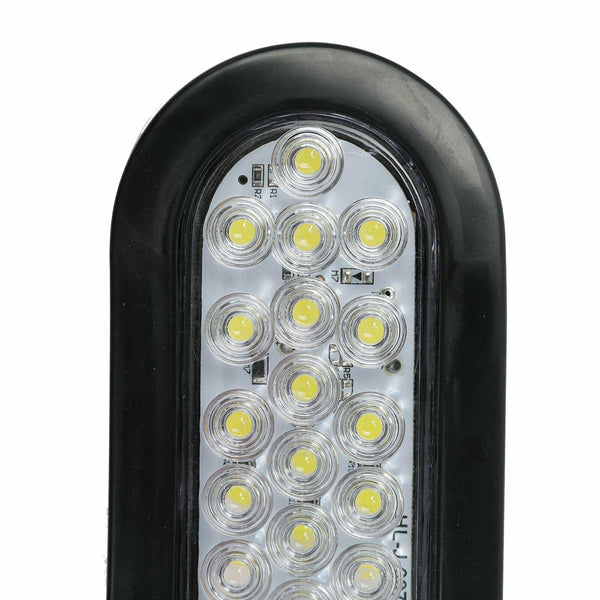 2X 6" 24 LED Oval White Trailer Truck Reverse Backup Tail Lights Clear Lens 12V - www.blackhorse-racing.com