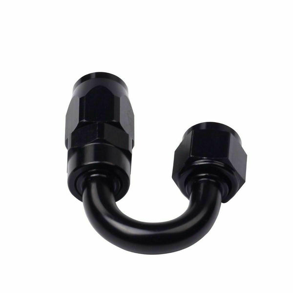 2PC Black AN 8  180 Degree Aluminum Swivel Oil Fuel Line Hose End Fitting 8-AN - www.blackhorse-racing.com