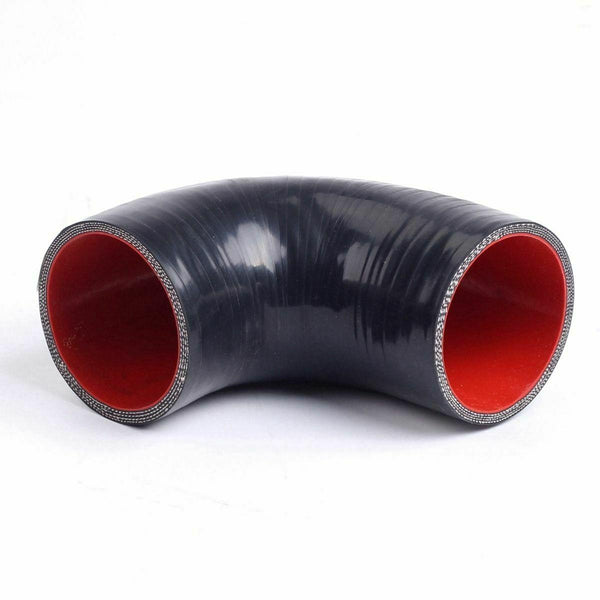Black-red 3.5" inch 90 Degree Elbow Silicone Hose Coupler 89 mm Intercooler Pipe - www.blackhorse-racing.com