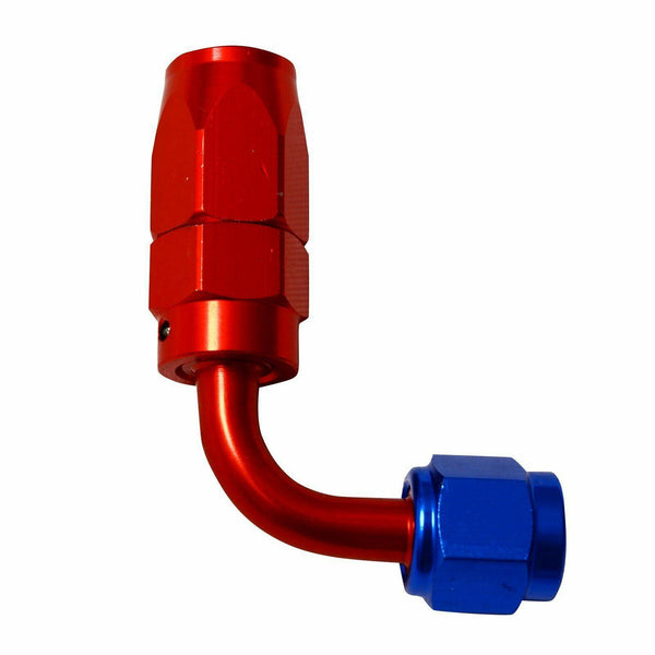 2PC Red & Blue AN 8  90 Degree Aluminum Swivel Oil Fuel Line Hose End Fitting - www.blackhorse-racing.com