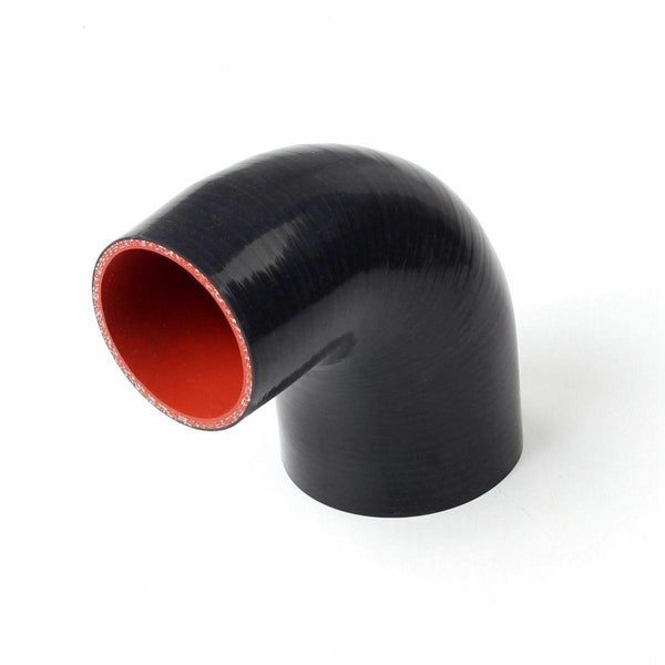 3" To 4" 76mm -102mm Silicone 90 Degree Elbow Reducer Pipe Hose Black-red Interc - www.blackhorse-racing.com
