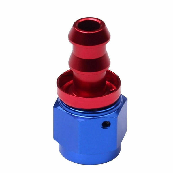 2PC Red & Blue AN 6 Straight Aluminum Push on Oil Fuel Line Hose End Fitting - www.blackhorse-racing.com