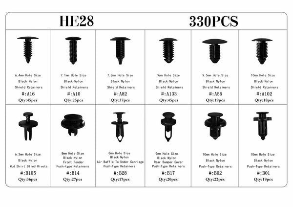 330pcs Car Autos Body Retainer Push Pin Rivet Clip Mouldings Trim Panel 12 Sizes - www.blackhorse-racing.com