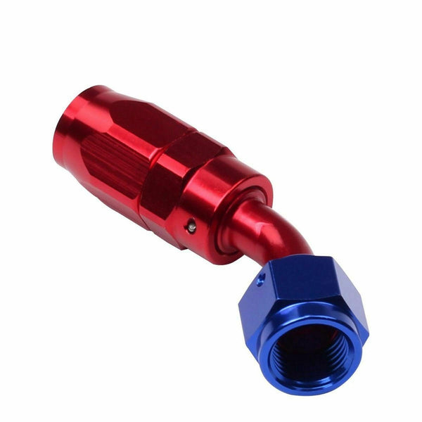 2PC Red & Blue AN 8  45 Degree Aluminum Swivel Oil Fuel Line Hose End Fitting - www.blackhorse-racing.com