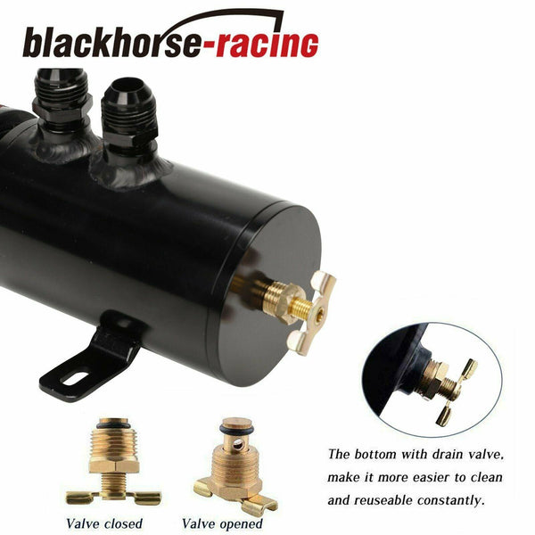 10AN Oil Catch Tank Reservoir Can Polished Aluminum W/ Breather Filter Baffled - www.blackhorse-racing.com