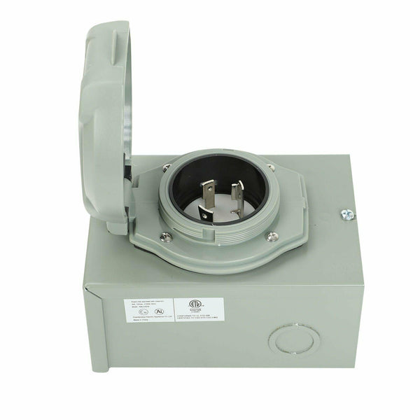 NEMA L5-30 3Prong 30Amp RV Power Generator Inlet Box 3750W Transfer Switch Iron - www.blackhorse-racing.com