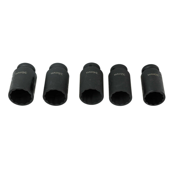 1/2'' Drive 12 Point Deep Spindle Axle Nut Socket Set 30, 32, 34,35,36 mm 5PC - www.blackhorse-racing.com