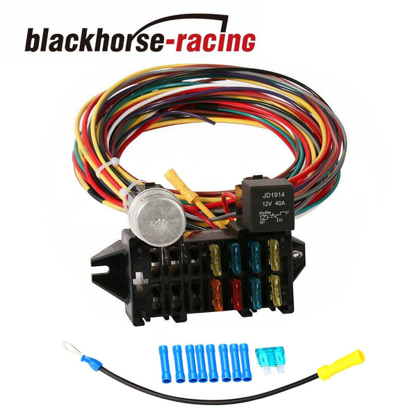 NEW 8 CIRCUIT WIRE HARNESS MUSCLE CAR HOT ROD STREET ROD RAT ROD UNIVERSAL - www.blackhorse-racing.com