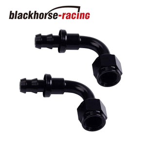 2PC Black AN 6 90 Degree Aluminum Push on Oil Fuel Line Hose End Fitting 6-AN - www.blackhorse-racing.com