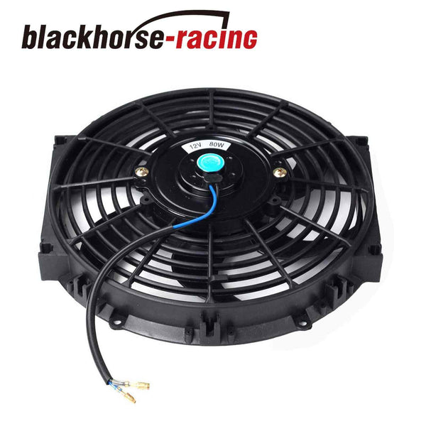 2X Black 10''Inch Radiator Fan Thin Electric Cooling 12V 1500Cf + 1X Coolant Tank
