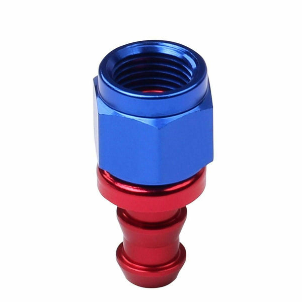 2PC Red & Blue AN 6 Straight Aluminum Push on Oil Fuel Line Hose End Fitting - www.blackhorse-racing.com
