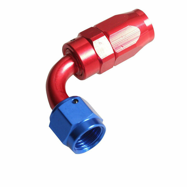 2PC Red & Blue AN 8  90 Degree Aluminum Swivel Oil Fuel Line Hose End Fitting - www.blackhorse-racing.com