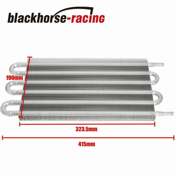 Aluminum 6 Row Radiator Remote Transmission Oil Cooler & 10" Cooling Fan w/ Kit - www.blackhorse-racing.com