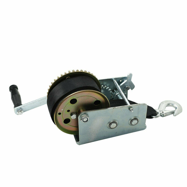 Nylon Strap 2 Gear Hand Winch 2500lbs Hand Crank Gear Winch ATV Boat Trailer - www.blackhorse-racing.com
