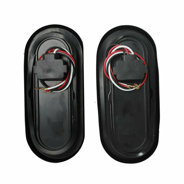 2X 6" 24 LED Oval White Trailer Truck Reverse Backup Tail Lights Clear Lens 12V - www.blackhorse-racing.com