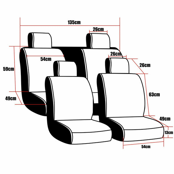 5-Seats Front + Rear Car Seat Cover Cushion Set Microfiber PU Leather Size L - www.blackhorse-racing.com
