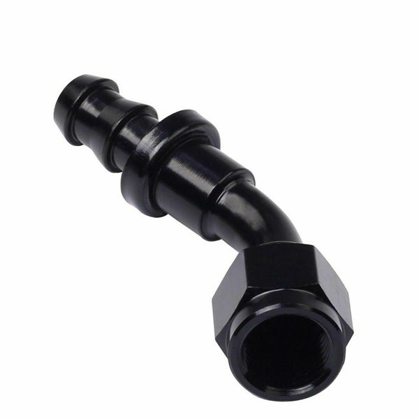 2PC Black AN 10 45 Degree Aluminum Push on Oil Fuel Line Hose End Fitting 10-AN - www.blackhorse-racing.com