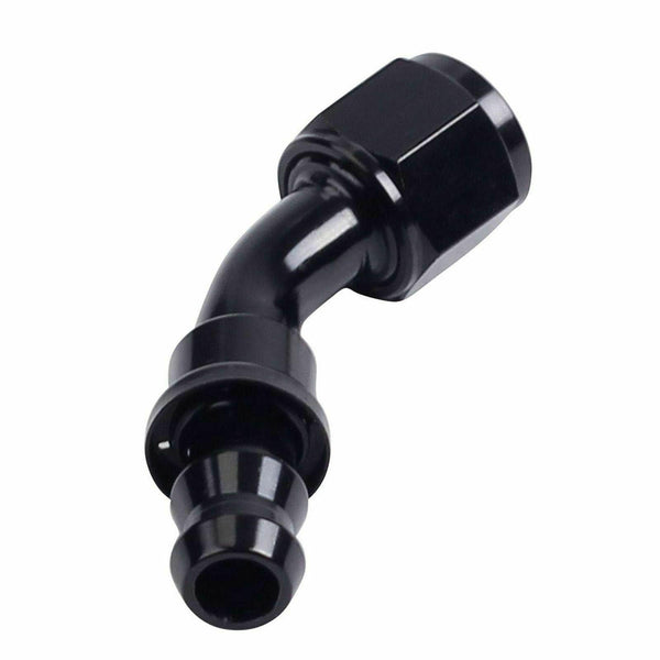 AN10 Black 45 Degree Push Lock Hose End Fitting Adapter Fuel Oil Line -10AN - www.blackhorse-racing.com