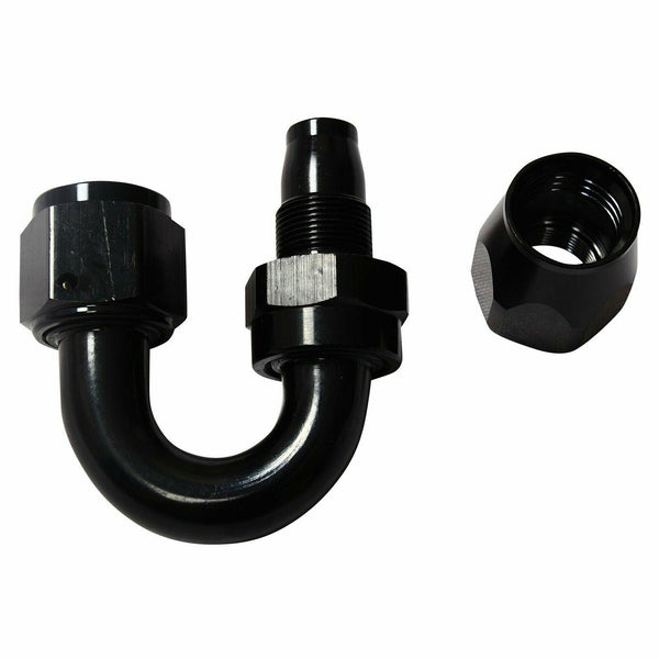 Black AN4 AN-4 180 Degree Swivel Oil/Fuel/Air/Gas Hose Line End Fitting Adapter - www.blackhorse-racing.com