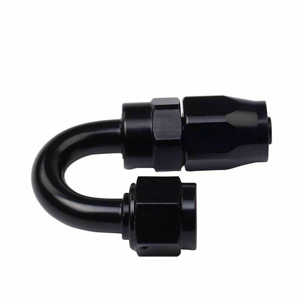 2PC Black AN 8  180 Degree Aluminum Swivel Oil Fuel Line Hose End Fitting 8-AN - www.blackhorse-racing.com