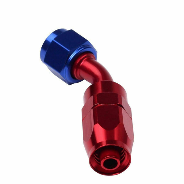 2PC Red & Blue AN 8  45 Degree Aluminum Swivel Oil Fuel Line Hose End Fitting - www.blackhorse-racing.com