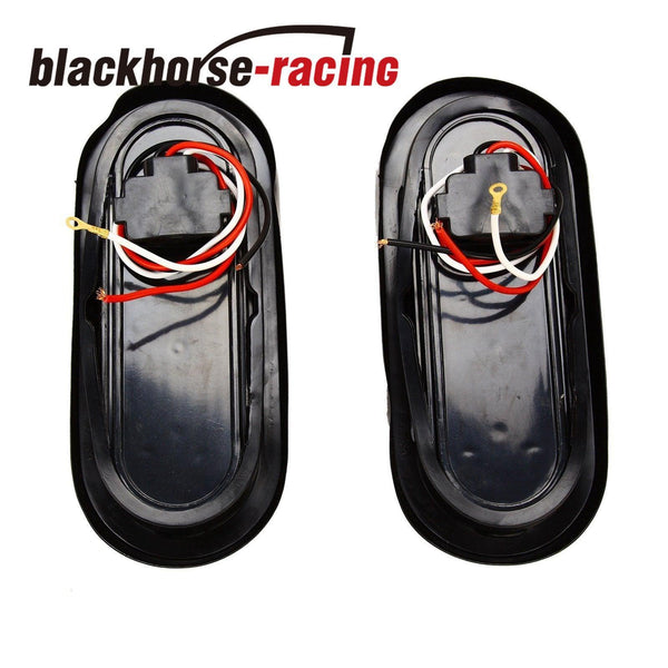 2x 6'' 24LED Oval Red Truck Trailer Stop/Turn/Tail Brake Sealed Lights w/Grommet - www.blackhorse-racing.com