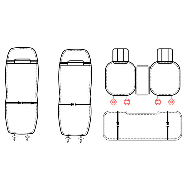 5-Seats Front + Rear Car Seat Cover Cushion Set Microfiber PU Leather Size L - www.blackhorse-racing.com