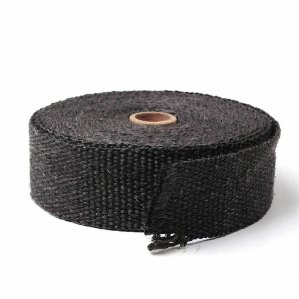 2'' 50Ft Roll Fiberglass Exhaust Header Pipe Heat Wrap Tape +10 Ties Kits Black - www.blackhorse-racing.com
