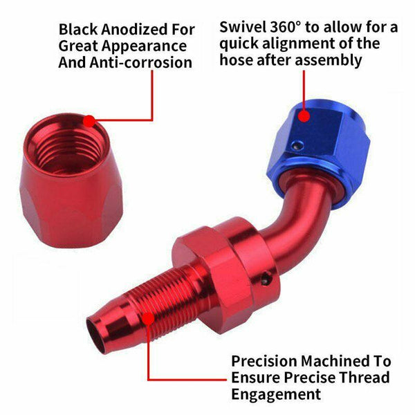 Swivel Oil Fuel Line Hose End Fitting AN4 Straight 90° - www.blackhorse-racing.com