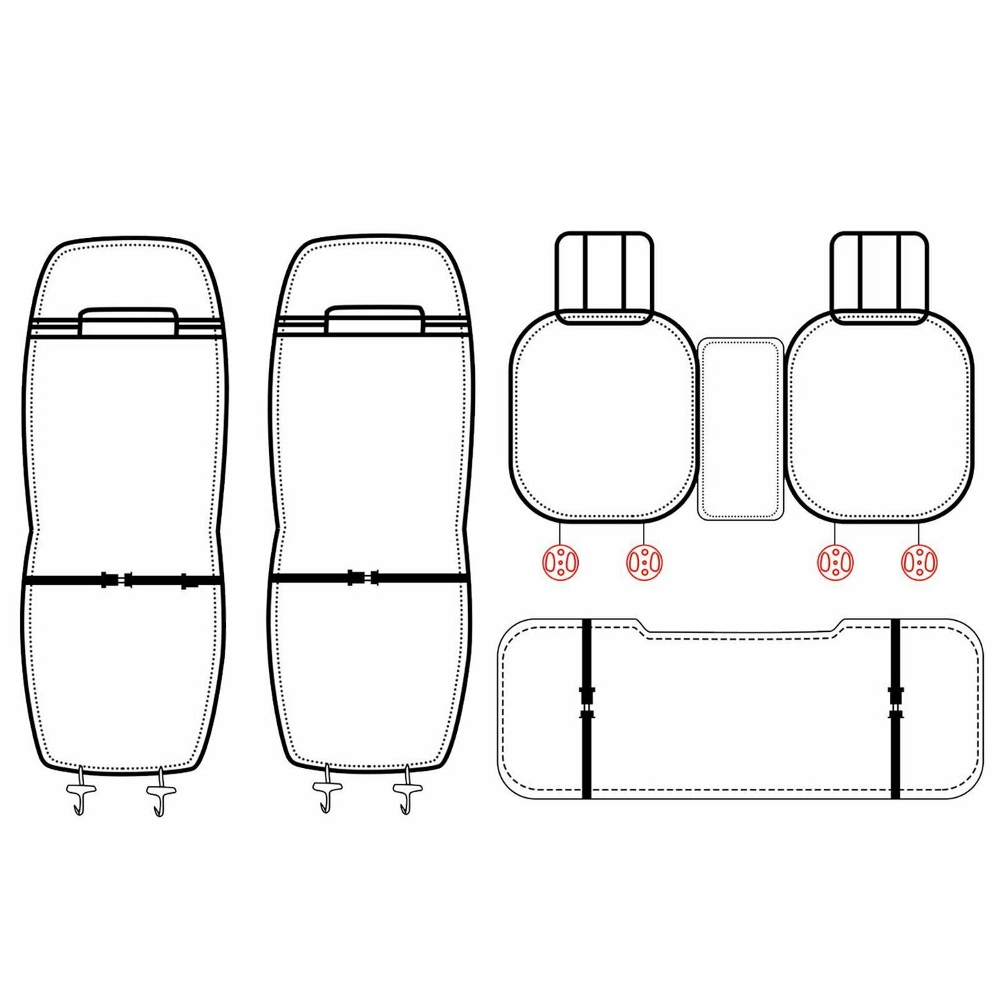 
                  
                    5 Seats Cushion w/ Pillows Car Seat Cover Front + Rear PU Leather + Cooling Mesh - www.blackhorse-racing.com
                  
                