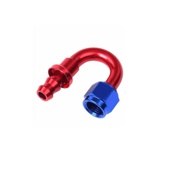 180 Degree 6AN AN6 Push Lock Hose End Fitting/Adaptor Red&Blue Universal - www.blackhorse-racing.com